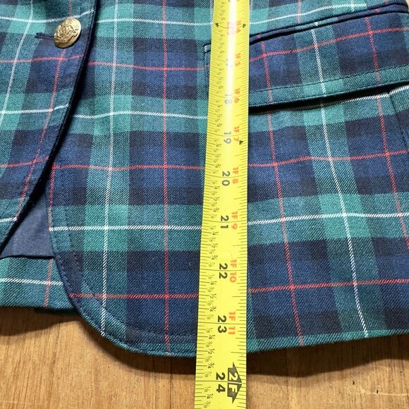 J CREW Tartan Plaid Wool School Boy Blazer Jacket Top Women Size 4 Gold Buttons - Picture 10 of 10